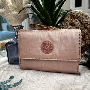 Brand New w/o Tags!! Kipling Pixi Medium Organizer Wallet in Metallic Pink/Peach